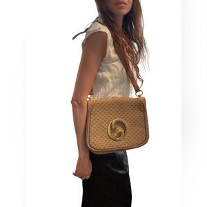 Gucci Brown and Gold Blondie Shoulder Bag with Signature Monogram